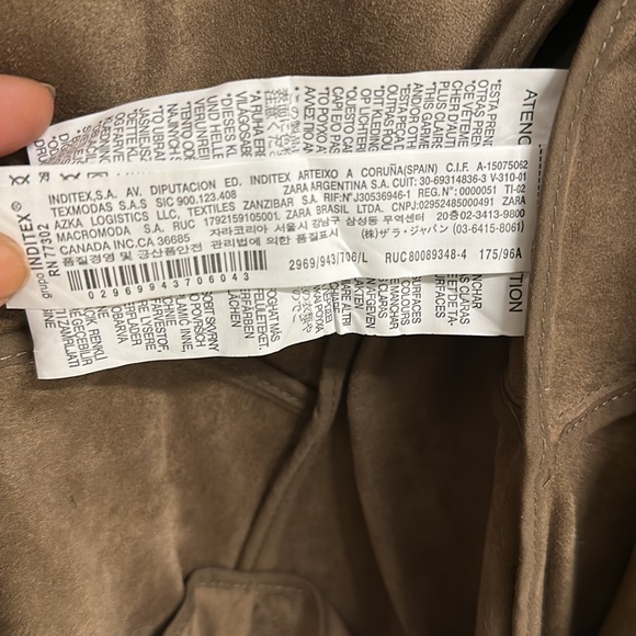 ZARA Faux Suede short jacket in Chocolate Brown with zip in Size L! Super soft! - Picture 10 of 10